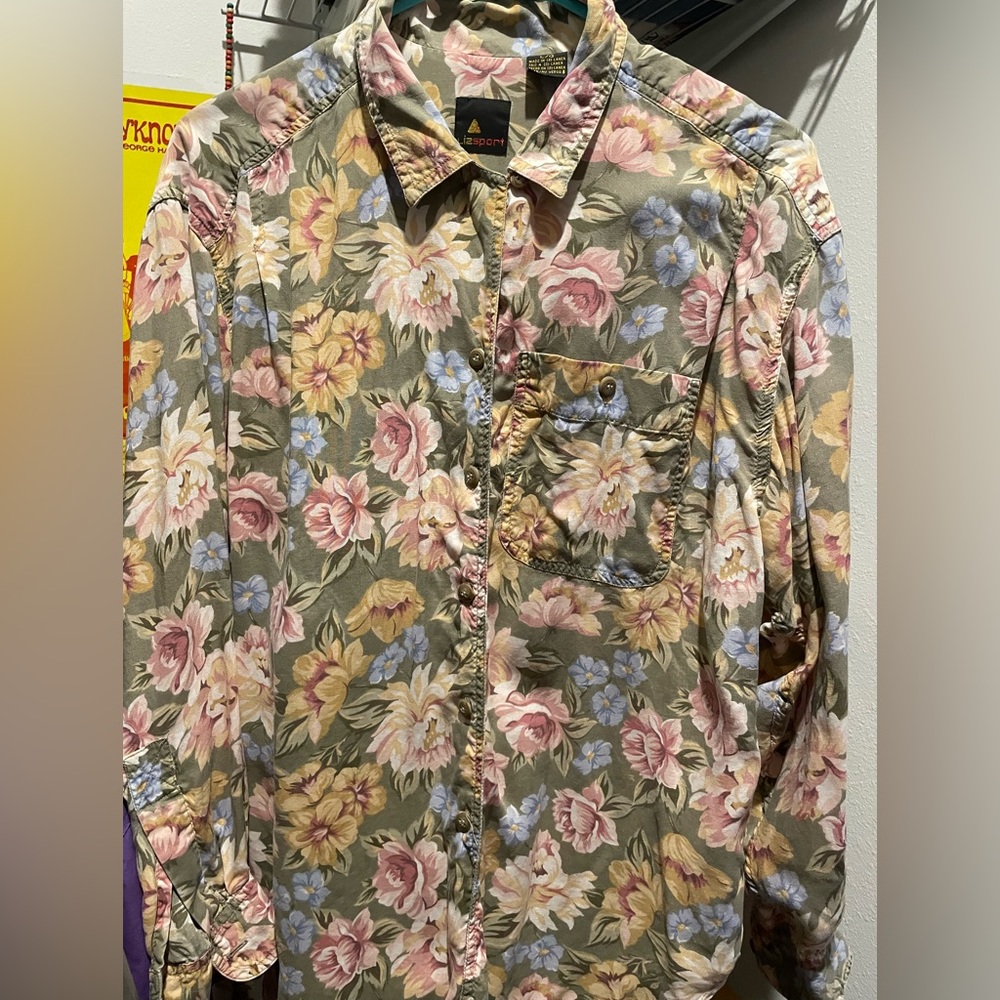 LizSport Floral button up long sleeve shirt